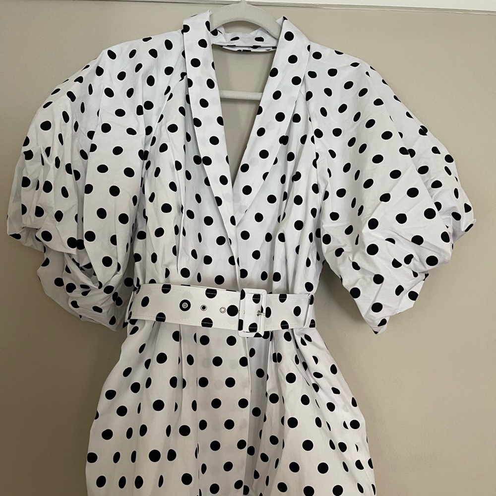 Black & White Polka dot puffy sleeve blouse size 10